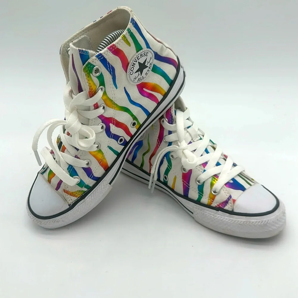 Converse Chuck Taylor Metallic Rainbow Stripe All Star Sneakers Junior Size US 4
